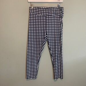 Time and‎ Tru Women Athleisure Dance Stretch Gingham Capri Leggings Blue Small